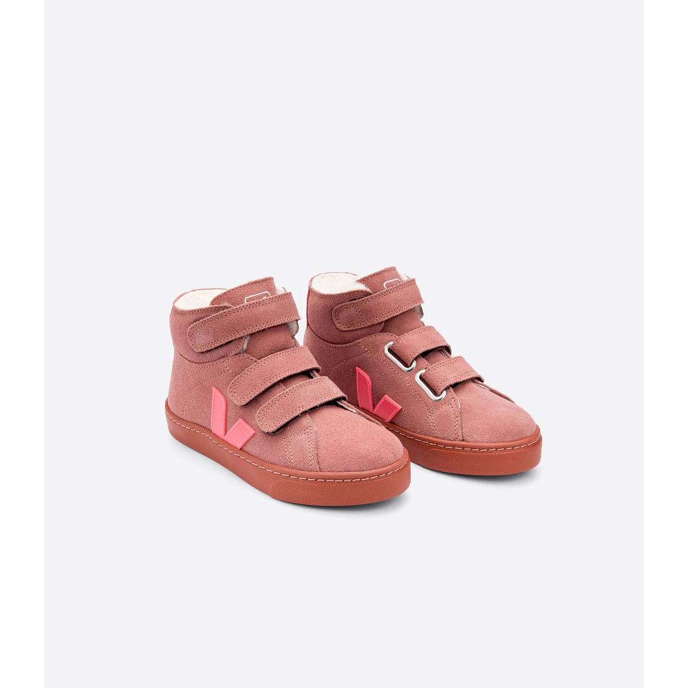 Veja ESPLAR MID FURED SUEDE Kids' Shoes Red | CA 763RVD